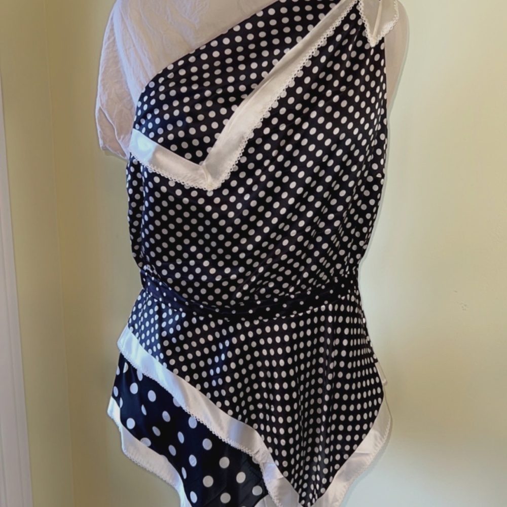 Altuzarra Black and White One-Shoulder Polka Dot Blouse - Picture 3 of 6
